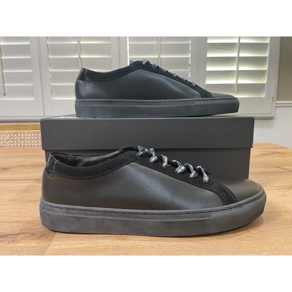 The Kooples Men's Calfskin Leather Sneakers w/ Vinyl Black Size 11 US 42 EU NIB - Picture 2 of 13